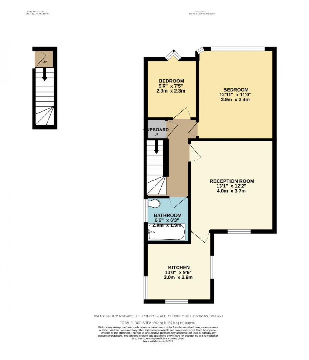 Floorplan for Priory Close, Wembley, HA0